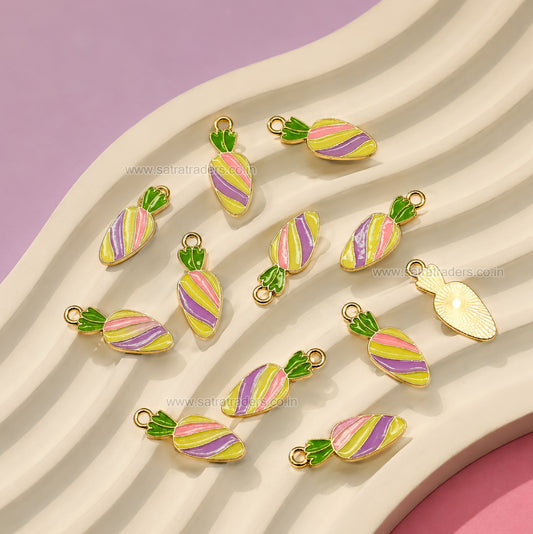 Colorful Enamel Carrot Charm | Size : 22mm | Qty : 10pcs | CHE211