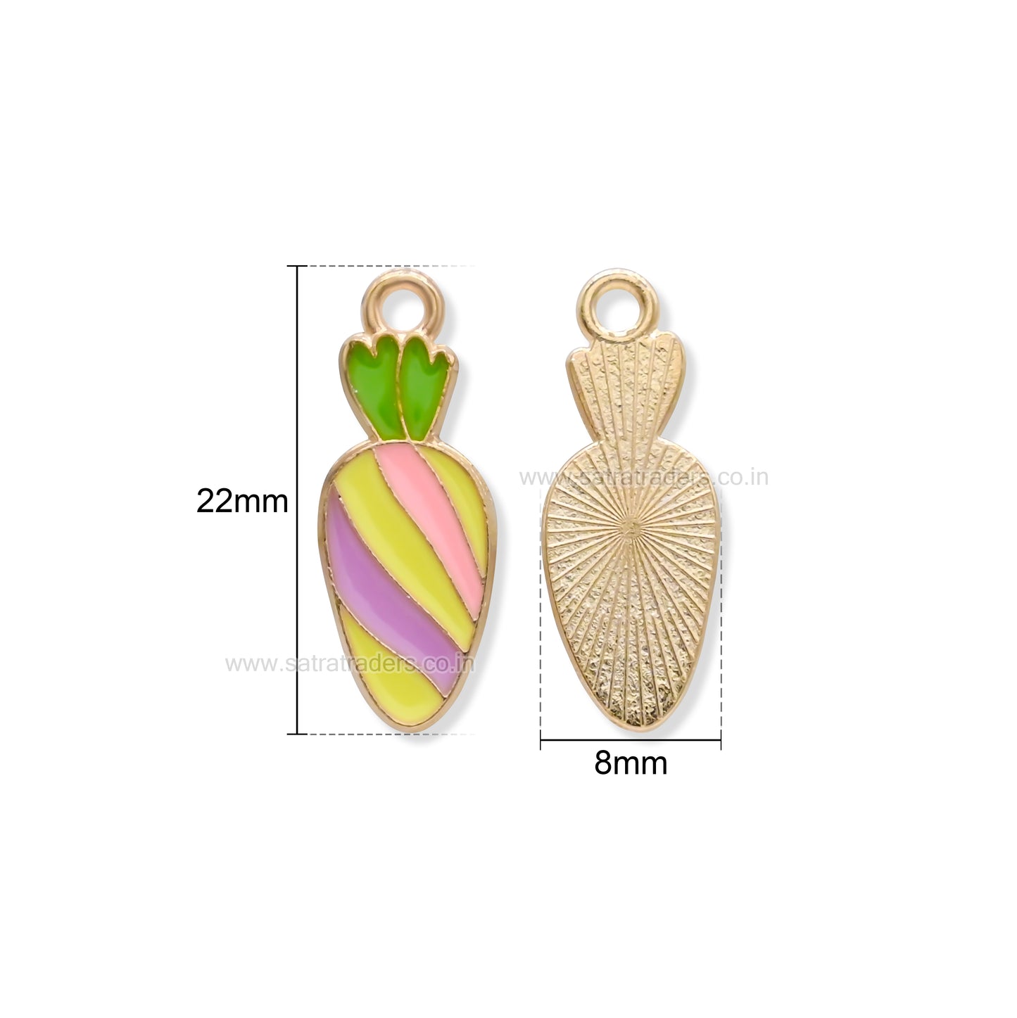 Colorful Enamel Carrot Charm | Size : 22mm | Qty : 10pcs | CHE211
