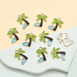 Gold Enamel Palm Tree Pendant Charm | Size : 18mm | Qty : 10pcs | CHE213