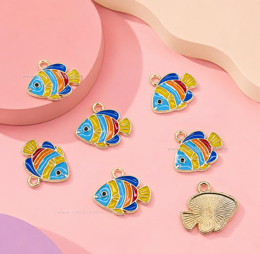 Colorful Enamel Tropical Fish Charm | Size : 15mm | Qty : 10pcs | CHE217