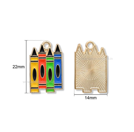 Colorful Crayon Box Enamel Charm | Size : 22mm | Qty : 10pcs | CHE219