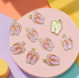 Pink Enamel Flip Flop Slipper Charm | Size : 18mm | Qty : 10pcs | CHE220