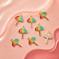 Rainbow Umbrella Enamel Charm | Size : 21mm | Qty : 10pcs | CHE221
