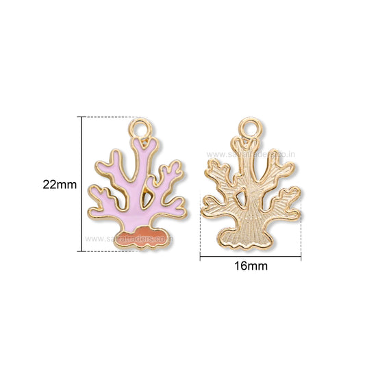 Pink Enamel Coral Reef Charm | Size : 22mm | Qty : 10pcs | CHE222