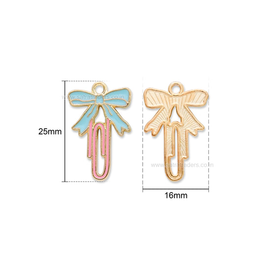 Enamel Paperclip Bow Charm | Size : 25mm | Qty : 10pcs | CHE223