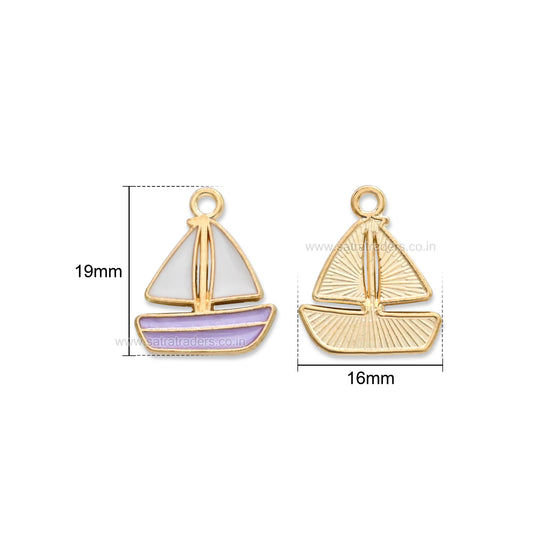 Enamel Sailboat Charm | Size : 19mm | Qty : 10pcs | CHE224