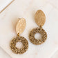 Floral Oval Matt Base Earring Stud | Size : 24mm | 6pcs | EF36