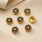 Floral Meenakari Bead with Rhinestone  | Size : 12mm | Qty : 12pcs | MKB132
