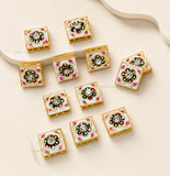 Square Meenakari Floral Connector Beads | Size : 14mm | Qty : 12pcs | MKB131