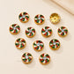 Round pinwheel Meenakari Bead with Rhinestone | Size : 13mm | Qty : 12pcs | MKB130