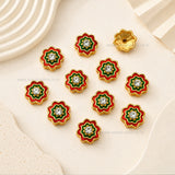 Meenakari Floral Spacer Bead with Rhinestone | Size : 13mm | Qty : 12pcs | MKB128