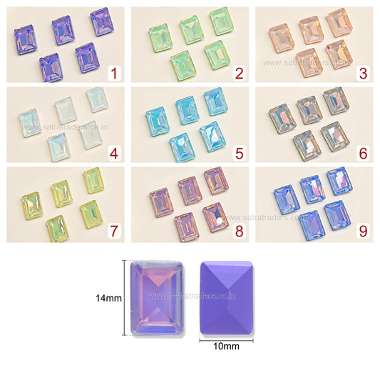 Opaque flatback Rectangular Glass Stones  | Qty : 20pcs | Size : 14X10mm | GB84