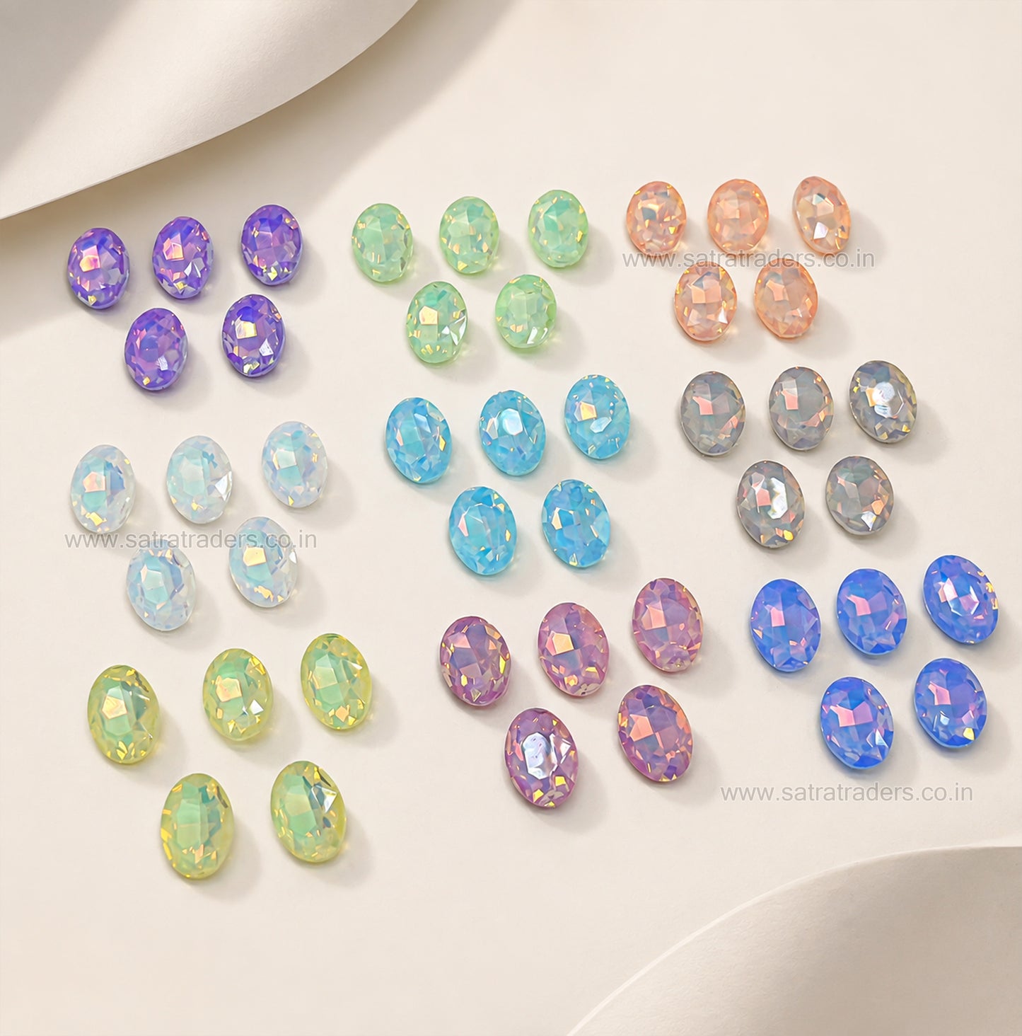 Oval Opaque Flatback Glass Stones  | Qty : 20pcs | Size : 13X18mm | GB86