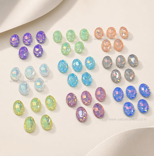 Oval Opaque Flatback Glass Stones  | Qty : 20pcs | Size : 13X18mm | GB86