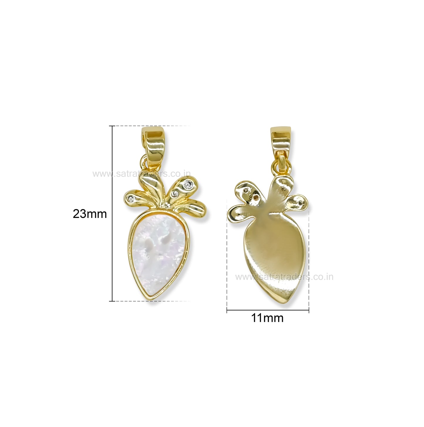 Carrot MOP Anti-Tarnish Charm | Size : 23mm | Qty : 1pc