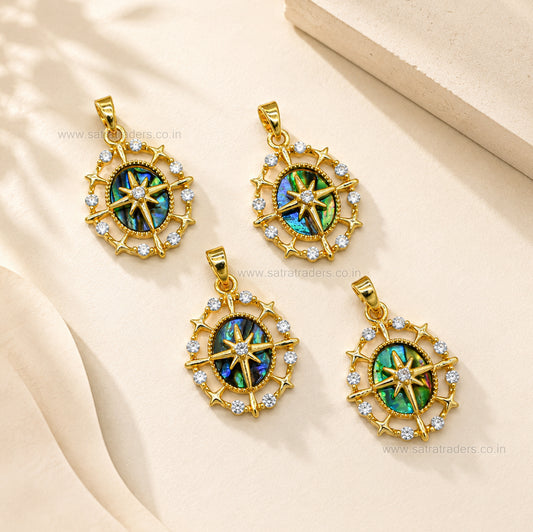 North Star Abalone Anti-Tarnish Charm | Size : 25mm | Qty : 1pc