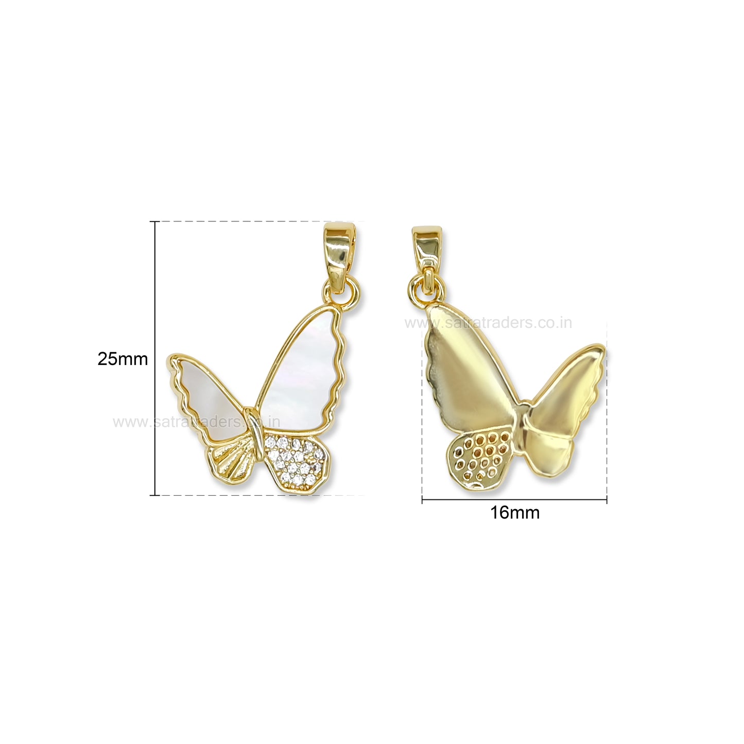 Butterfly MOP Anti-Tarnish Charm | Size : 25mm | Qty : 1pc