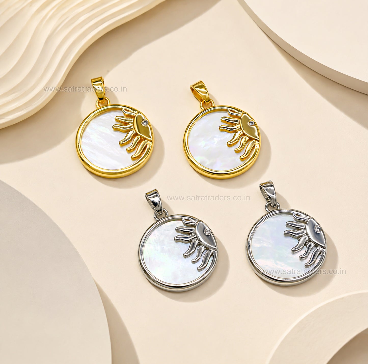 Celestial Sun MOP Anti-Tarnish Charm | Size : 24mm | Qty : 1pc