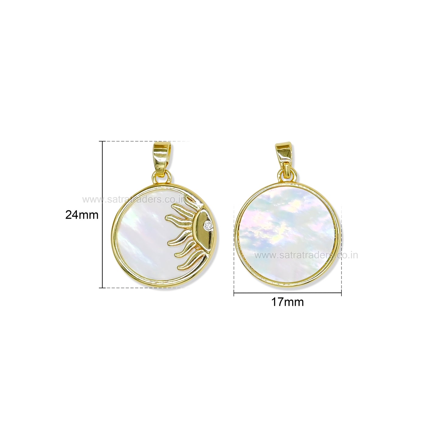 Celestial Sun MOP Anti-Tarnish Charm | Size : 24mm | Qty : 1pc