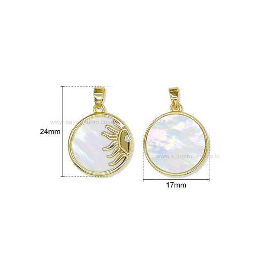 Celestial Sun MOP Anti-Tarnish Charm | Size : 24mm | Qty : 1pc