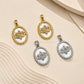 Oval Floral MOP Anti-Tarnish Charm | Size : 26mm | Qty : 1pc