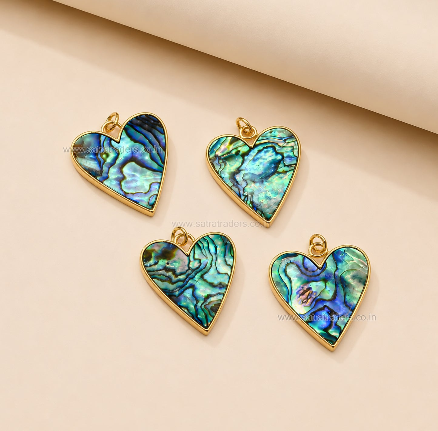 Abalone Shell Heart MOP Anti-Tarnish Charm | Size : 30mm | Qty : 1pc