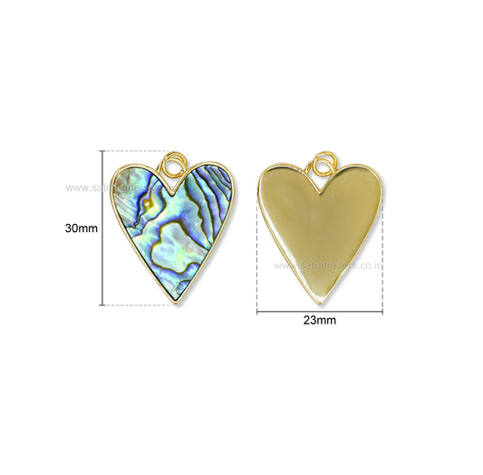 Abalone Shell Heart MOP Anti-Tarnish Charm | Size : 30mm | Qty : 1pc
