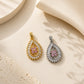 Pink Floral Teardrop Anti-Tarnish Charm | Size : 26mm | Qty : 1pc