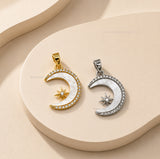 MOP Moon & North Star Anti-Tarnish Charm | Size : 25mm | Qty : 1pc