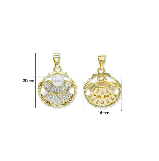 Pearl Accent Baguette Fan Anti-Tarnish Charm | Size : 20mm | Qty : 1pc
