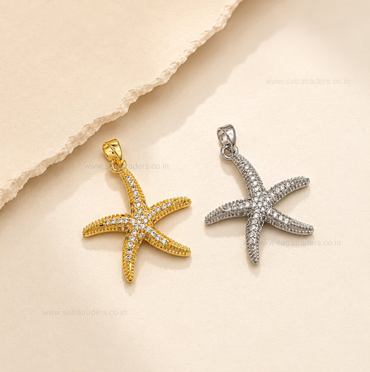 Pave Crystal Starfish Anti-Tarnish Charm | Size : 30mm | Qty : 1pc