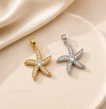 Solitaire Center Pave Starfish Anti-Tarnish Charm | Size : 24mm | Qty : 1pc | CHL189
