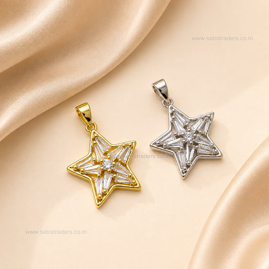 Crystal Star Burst Anti-Tarnish Charm | Size : 24mm | Qty : 1pc | CHL190