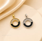 Enamel & Baguette Crystal Circle Anti-Tarnish Charm | Size : 22mm | Qty : 1pc | CHL191