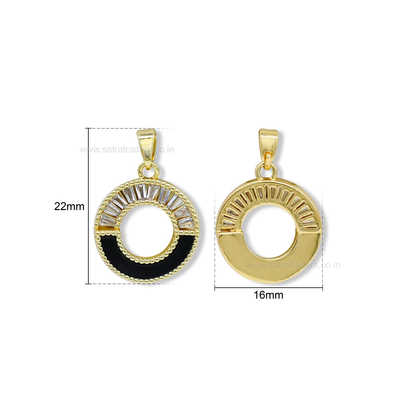 Enamel & Baguette Crystal Circle Anti-Tarnish Charm | Size : 22mm | Qty : 1pc | CHL191