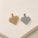Lattice Pave Crystal Heart Anti-Tarnish Charm | Size : 21mm | Qty : 1pc | CHL192