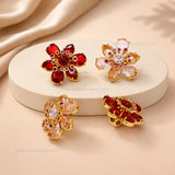 High Quality Red Ruby Floral Brass Connector Charm | Size : 26mm | Qty : 1pcs | BC22