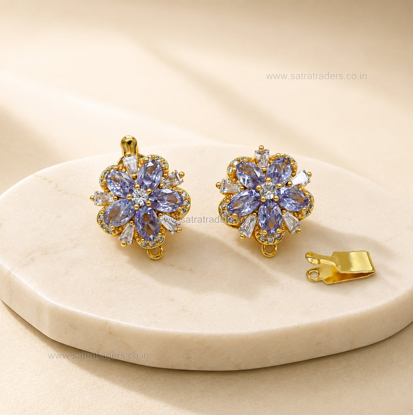 High Quality Floral Brass Connector Charm With clip-on | Size : 22mm | Qty : 1pcs | BC23