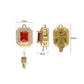 High Quality Emerald-cut red Brass Connector Charm With clip-on | Size : 22mm | Qty : 1pcs | BC24