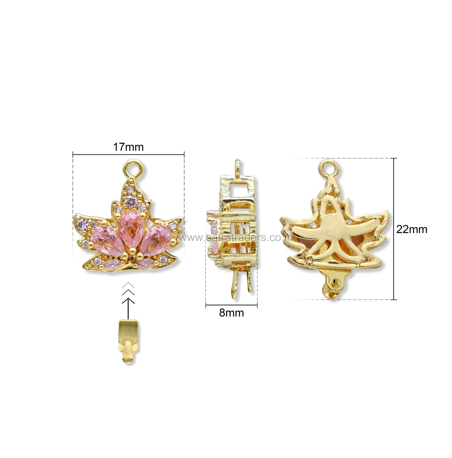 High Quality Maple Leaf Shape Brass Connector Charm With clip-on | Size : 22mm | Qty : 1pcs | BC25