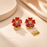 High Quality 5-petal floral Brass Connector Charm With clip-on | Size : 16mm | Qty : 1pcs | BC27