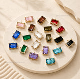 Rectangle Glass Crystal Connectors with Dual Loops | Size : H-15mm W-17mm | Qty : 1pc | CHL199