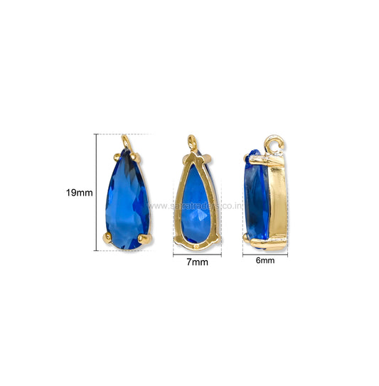 Teardrop Glass Crystal Connectors with Loops | Size : H-19mm W-7mm | Qty : 1pc | CHL195