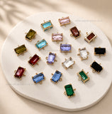 Rectangle Glass Crystal Connectors with Dual Loops | Size : H-14mm W-14mm | Qty : 1pc | CHL200