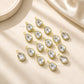 White Teardrop Shape Glass Beads with Brass loop | Qty : 50pcs | Size : 11mmX7mm | GB92