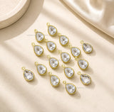 White Teardrop Shape Glass Beads with Brass loop | Qty : 50pcs | Size : 11mmX7mm | GB92
