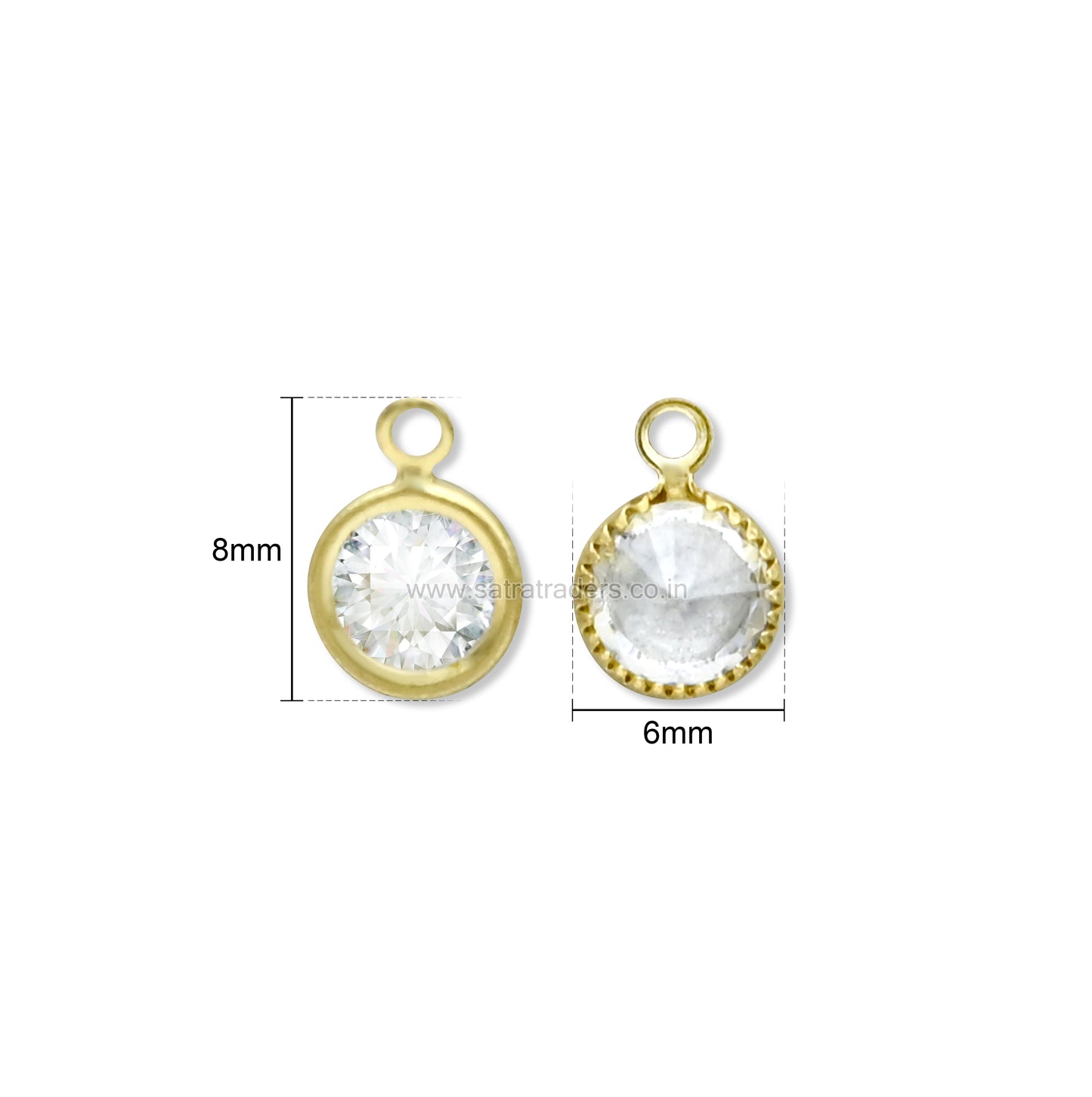 White Round Shape Glass Beads with Brass loop | Qty : 50pcs | Size : 8mmX6mm | GB93