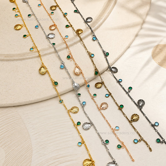 seachell & Multicolor Crystal Charm Chain | Size : 1m | BC1003