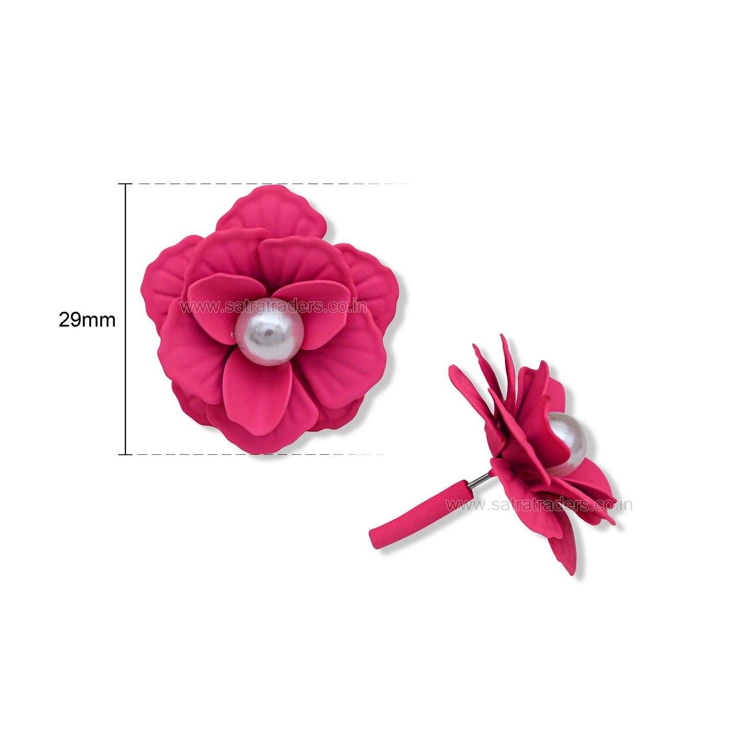 Matte Finish Floral Pearl Center Stud Earrings | Qty : 1pair | RJ05