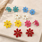Matte Finish Multi-Petal Daisy Flower Stud Earrings with Gold Stamen | Qty : 1pair | RJ08